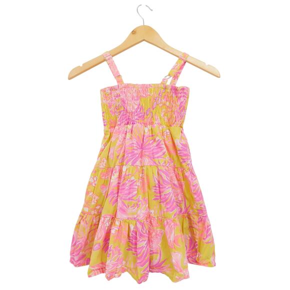 Lilly Pulitzer Girls Calla Yellow Violet Pink Sea‎ Floral Sundress Size Medium - Picture 2 of 6